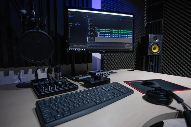 studio, microphone, rec, music, radio, audio, sound, mic, voice, speech, equipment, recording, sing, technology, entertainment, headphones, record, mixer, podcast, broadcast, podcast, podcast, podcast, podcast, podcast. Podcast advertising: five checks and a bidder scoring sheet